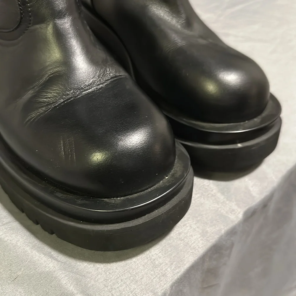 Jeffrey Campbell Black Over-the-Knee Embossed Leather Boots